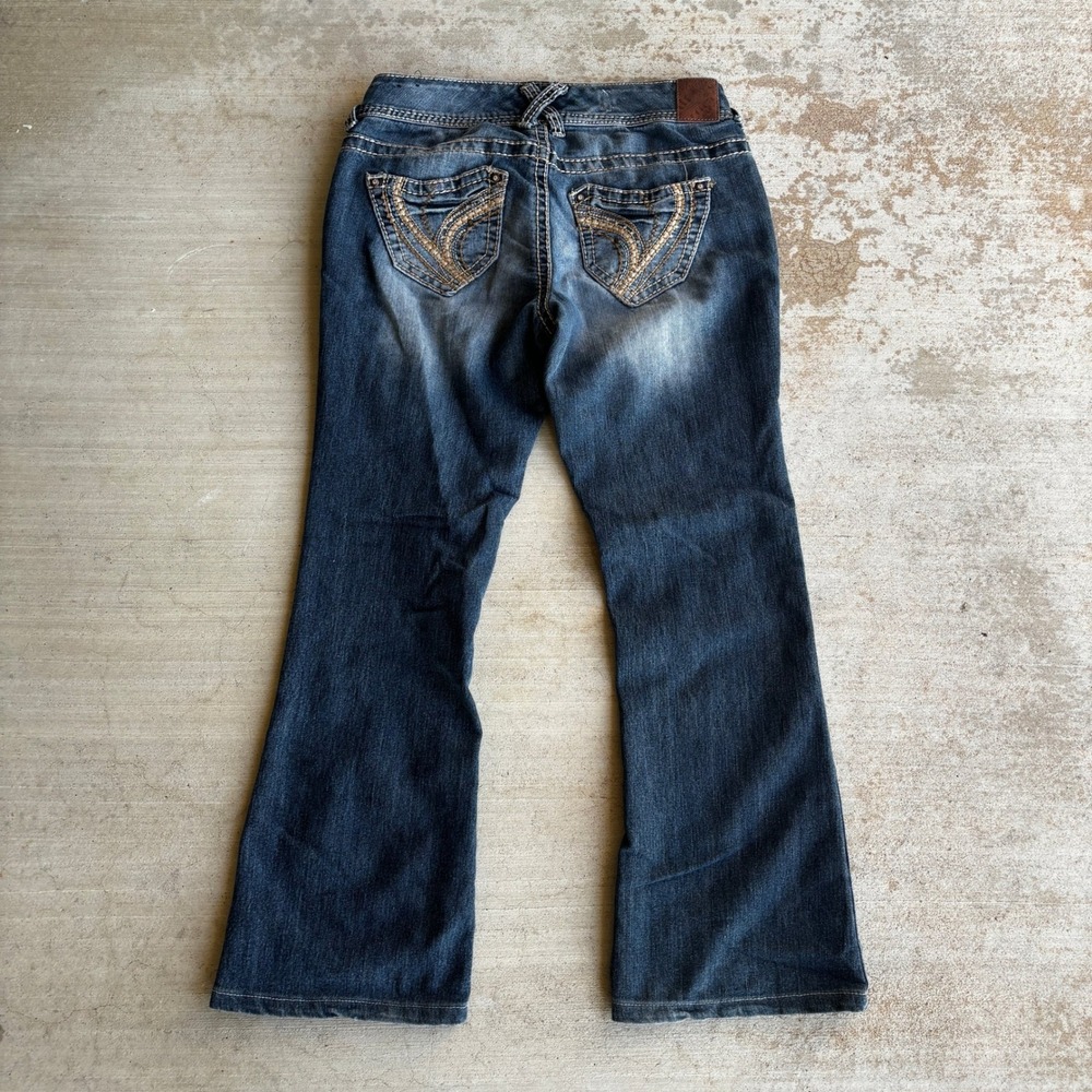 Ariya Jeans Womens 5/6 Blue Denim Bootcut Low Rise Embroidered Pocket Y2K Flare